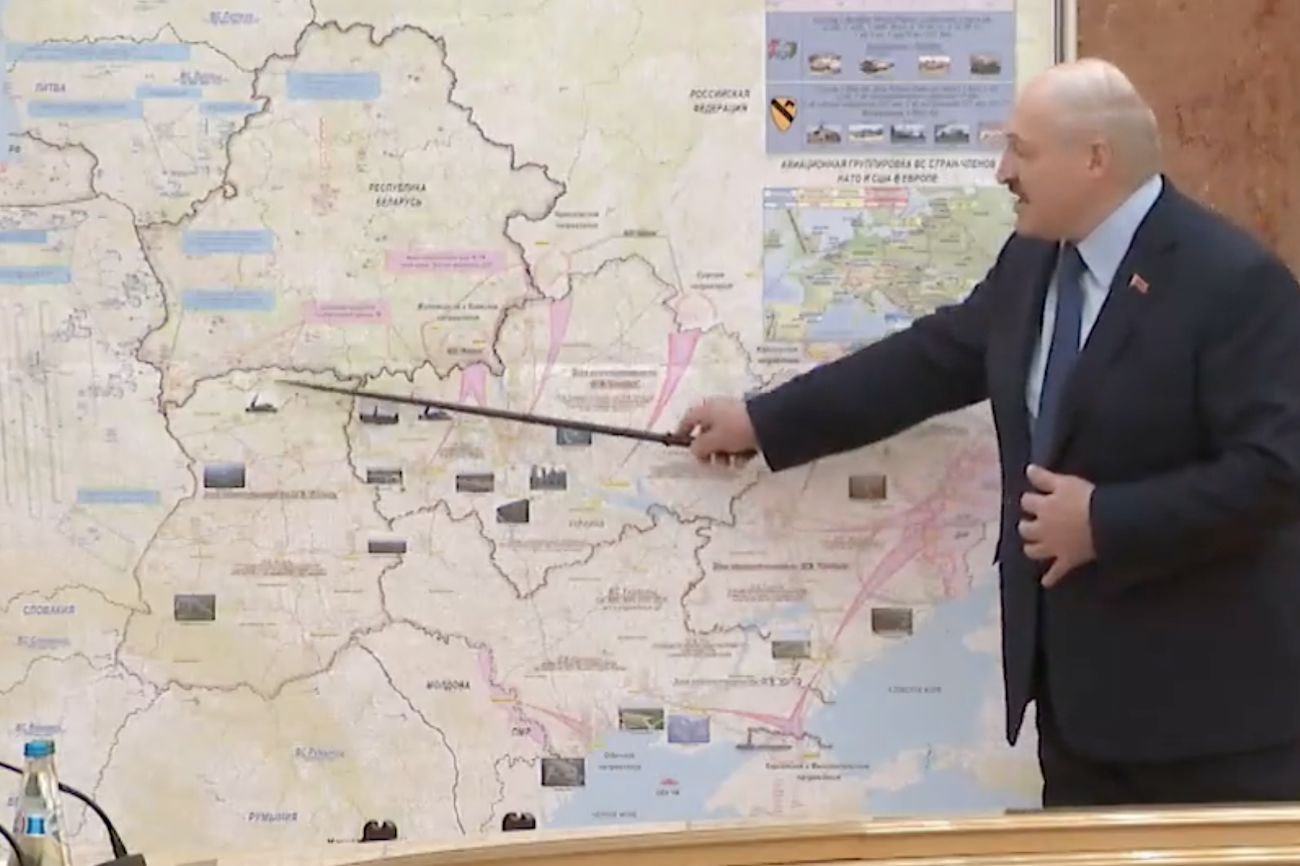 Alaksandr Łukaszenka miał prezentować mapę, sugerującą działania militarne w Europie.