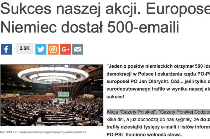 Prawicowe medium chwali się sukcesem swojej akcji.