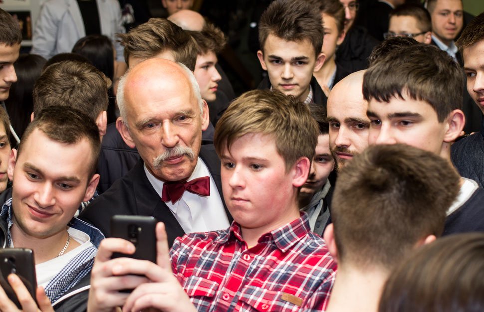 Janusz Korwin-Mikke w Kielcach 28 marca 2015 r. Fot. Sebastian Bojara/Flickr