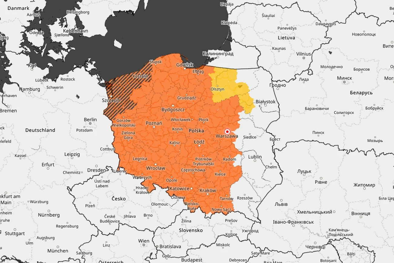 Mapa ostrzeżeń przed upałami (17-22 czerwca)