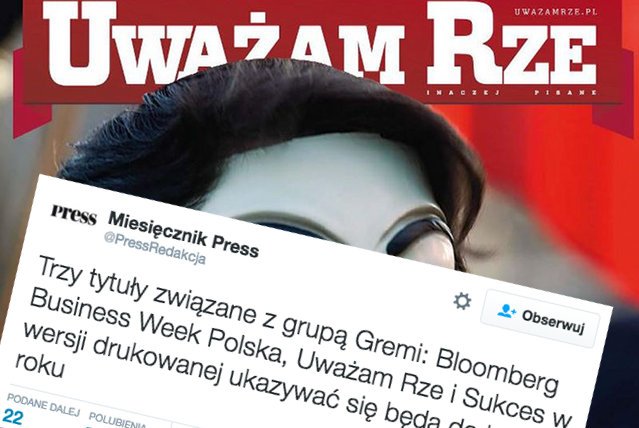 Tylko do końca roku można będzie w kiosku kupić miesięcznik "Uważam Rze".