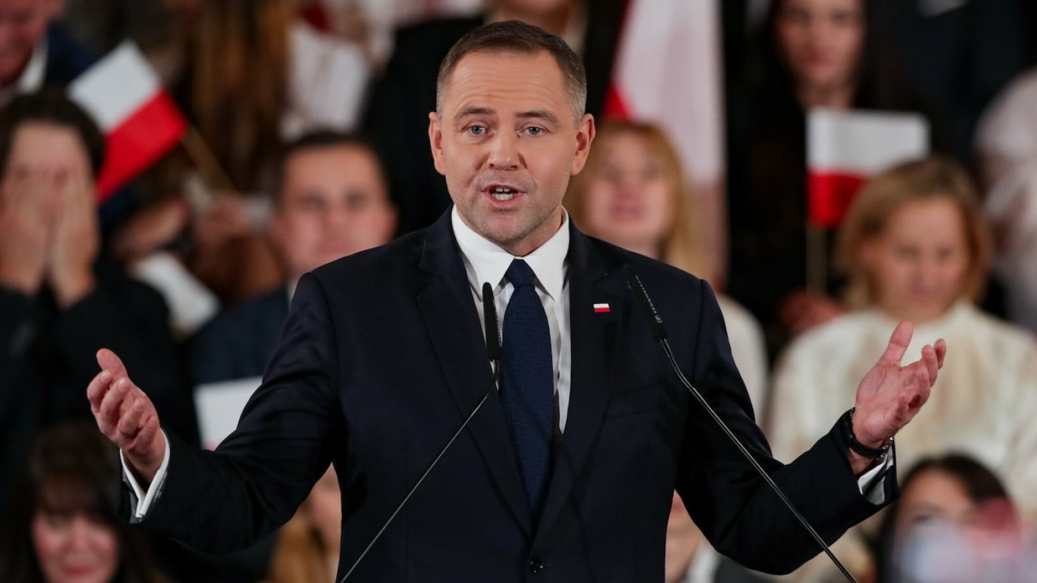 Karol Nawrocki na wiecu Kandydat PiS na prezydenta Karol Nawrocki