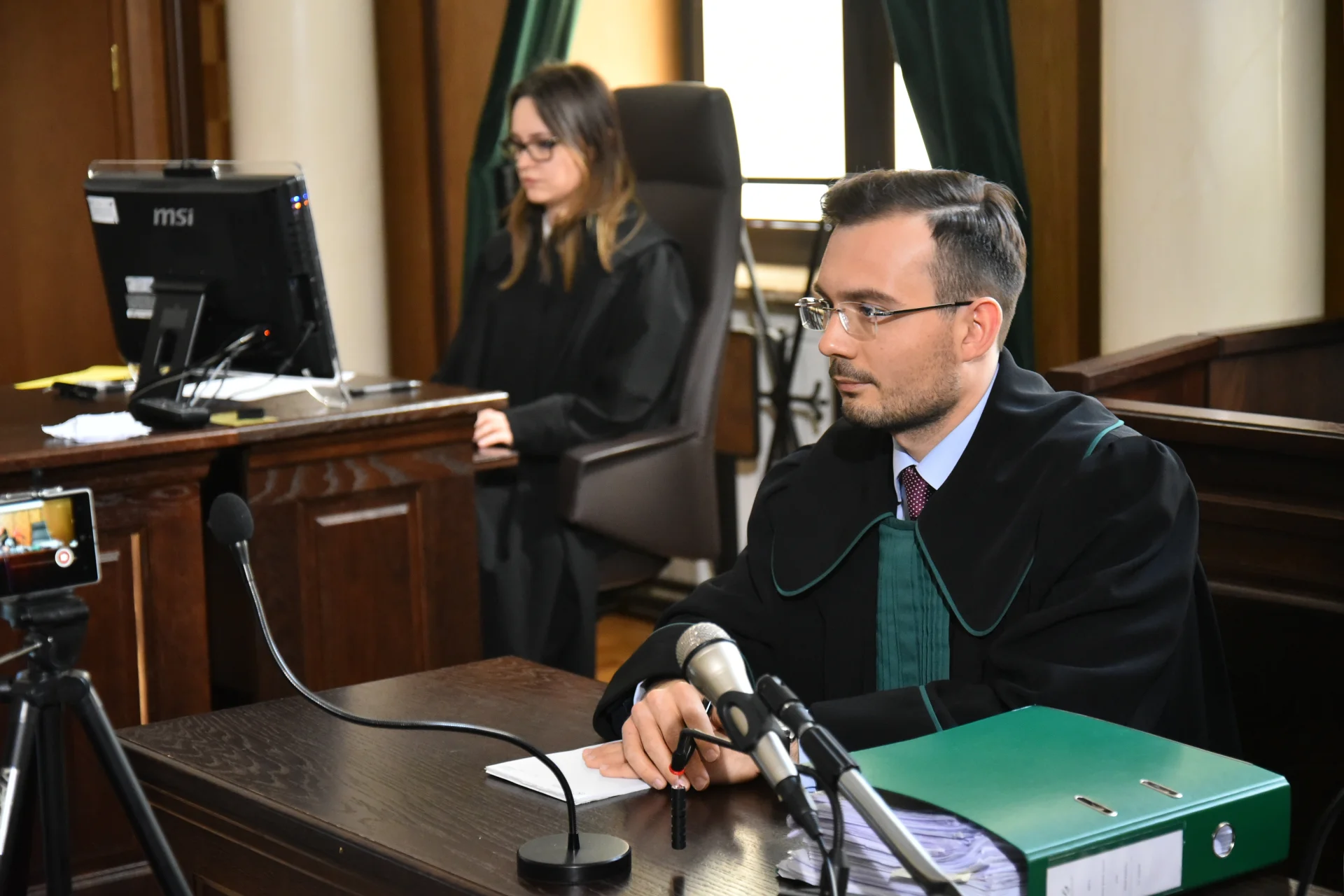 Mec. Maciej Zaborowski podczas rozprawy, w której reprezentował ministra Zbigniewa Ziobrę.