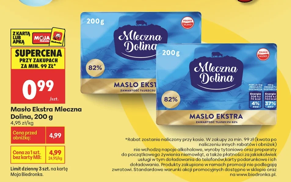 Lidl i Biedronka biją się na masło. Poniżej 1 zł za kostkę, ale jest haczyk
