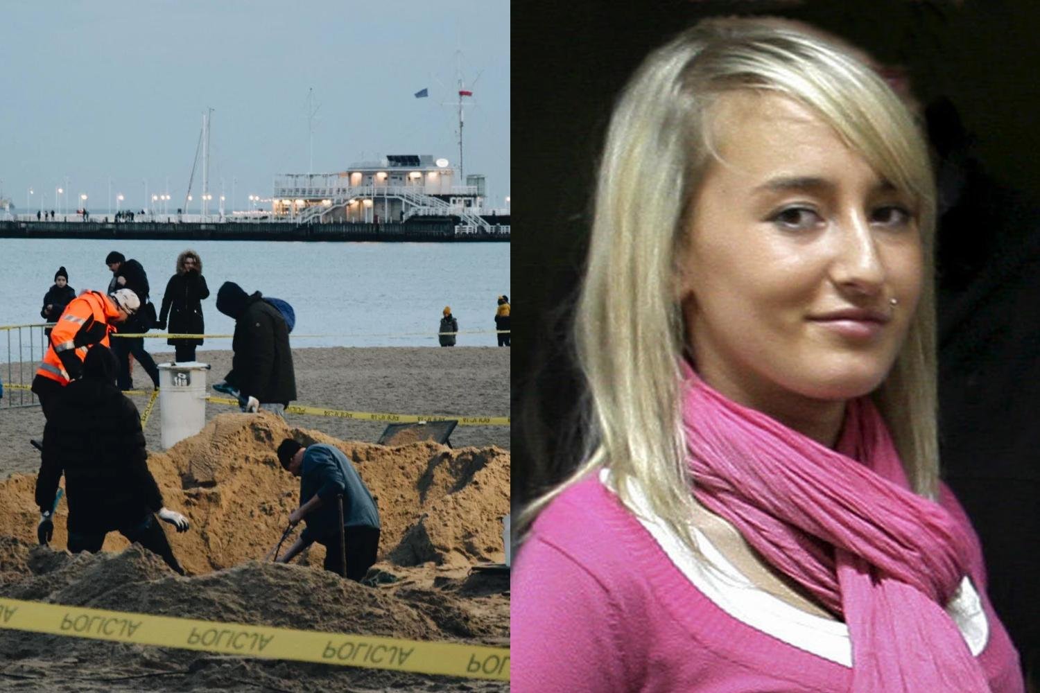 Iwona Wieczorek i policjanci poszukujący ciała Wieczorek w Sopocie w 2022 r.