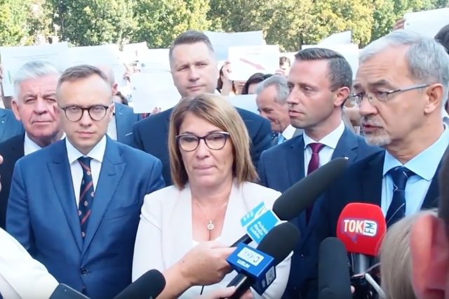 Konferencję PiS w Lublinie wspierała Beata Mazurek. W tej roli często wystepuje też premier Mateusz Morawiecki.