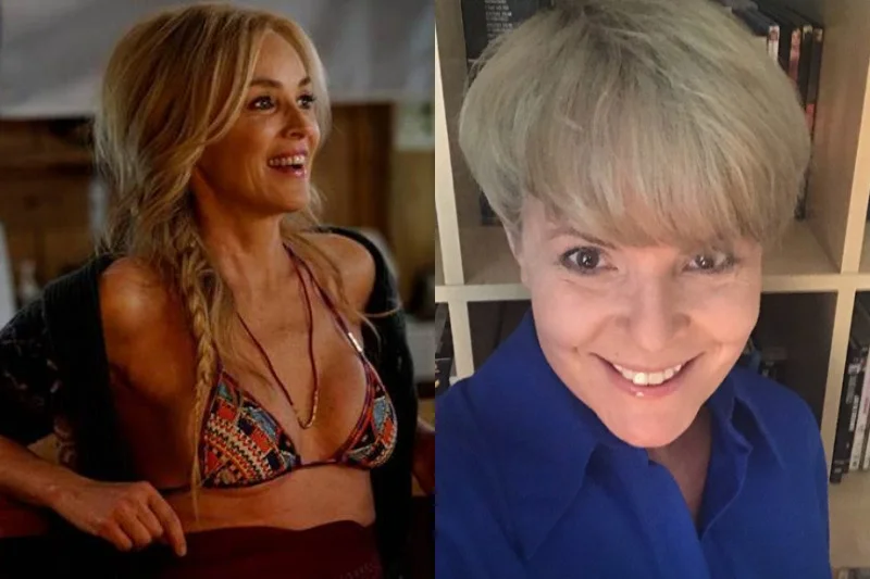 Wprawdzie nie o wiek tu chodzi, a o podejście do niego i do kobiecości. Po lewej: Sharon Stone w najnowszym filmie. Po prawej: Karolina Korwin Piotrowska po metamorfozie odsłaniającej siwe włosy.