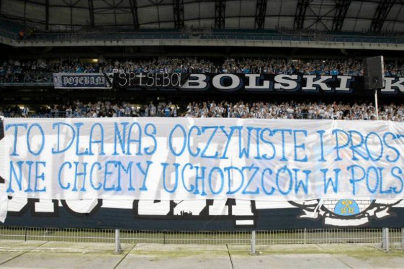 Transparent na meczu Lech Poznań - Podbeskidzie Bielsko-Biała.