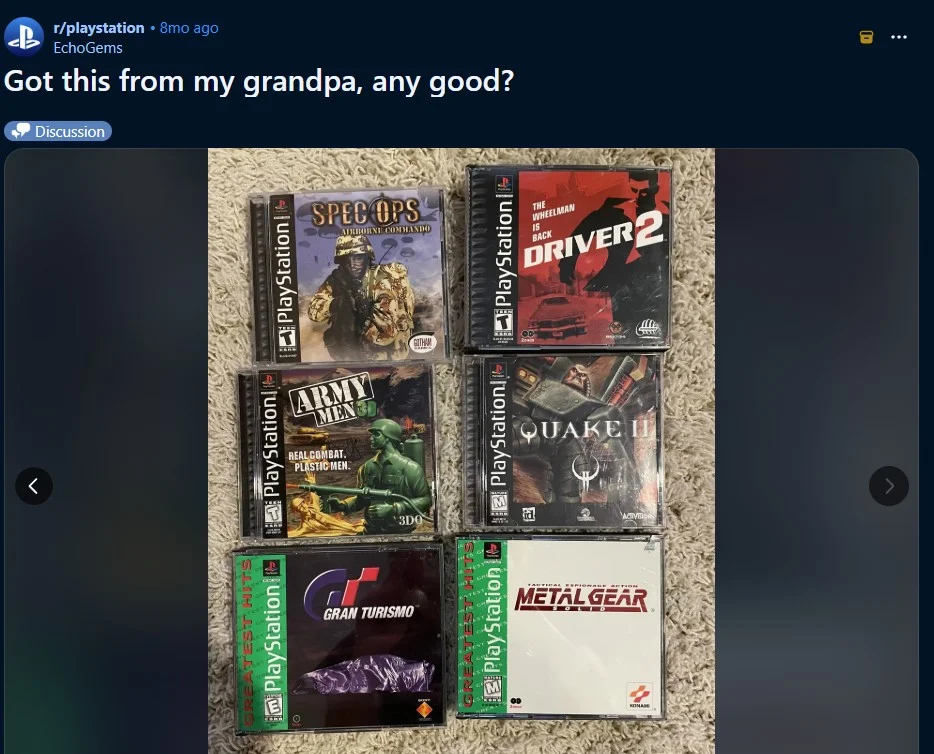 Dostał od dziadka PlayStation1 z grami
