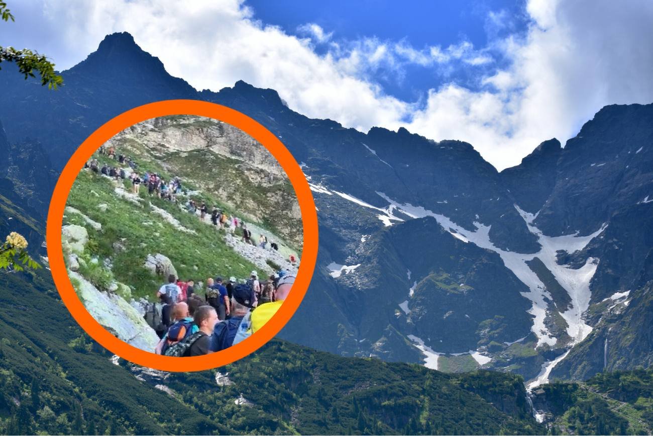 Tłumy podczas wędrówki na górskie szczyty