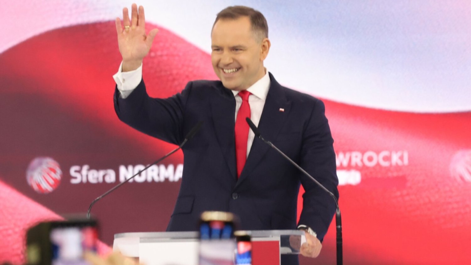 Kampania wyborcza Karola Nawrockiego. Kandydat PiS przemawiał w podwarszawskich Szeligach.