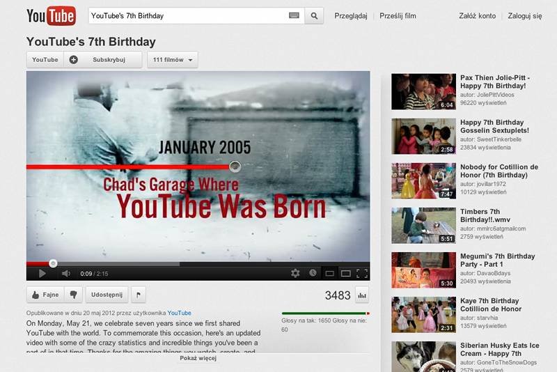 7. urodziny YouTube'a