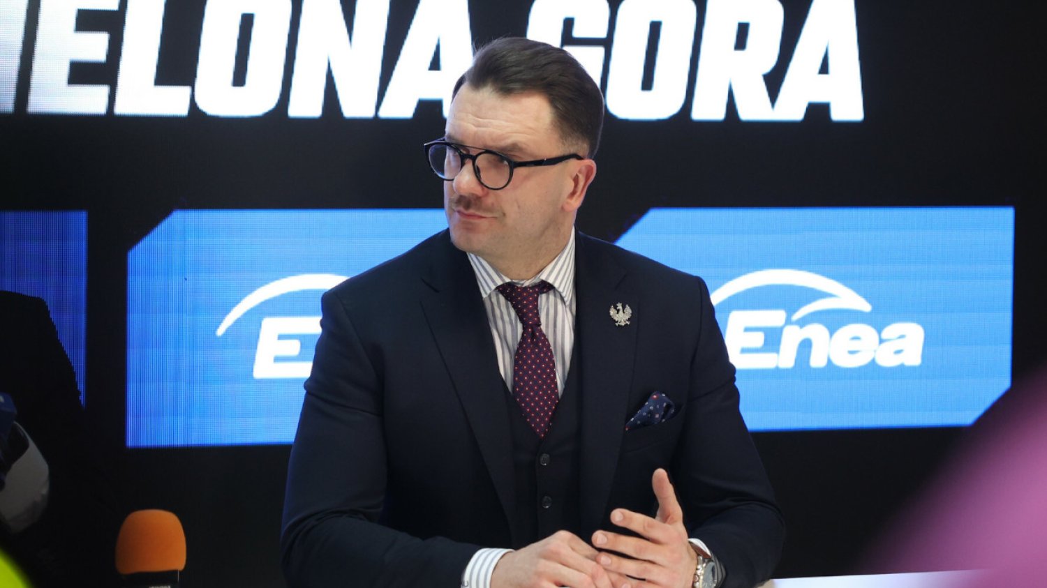 Łukasz Mejza pojawił się na konferencji prasowej klubu żużlowego Falubaz Zielona Góra