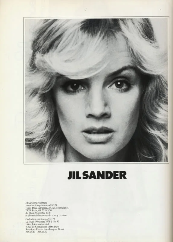 Reklama Jil Sander - Vogue Paris, październik 1978 rok
