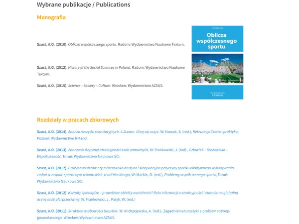 Jedna monografia, parę rozdziałów w pracach zbiorowych – oto "dorobek"dr hab. Anny O. Szust.