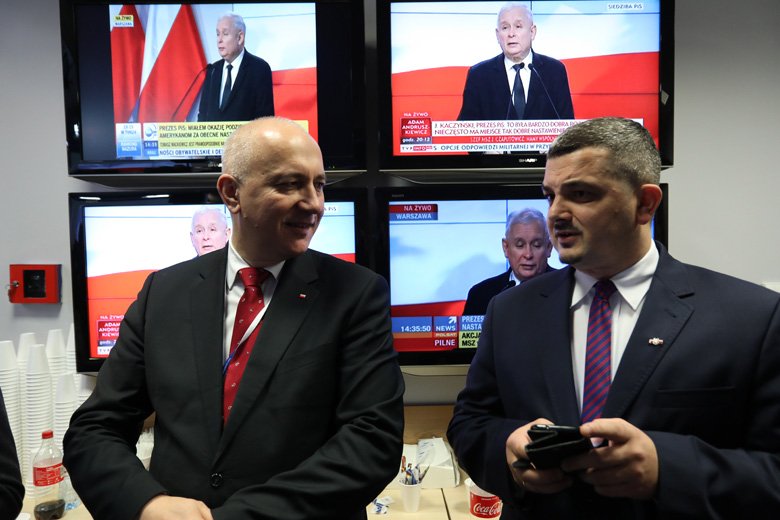 Joachim Brudziński i Krzysztof Sobolewski - stary i nowy przewodniczący komitetu wykonawczego PiS.