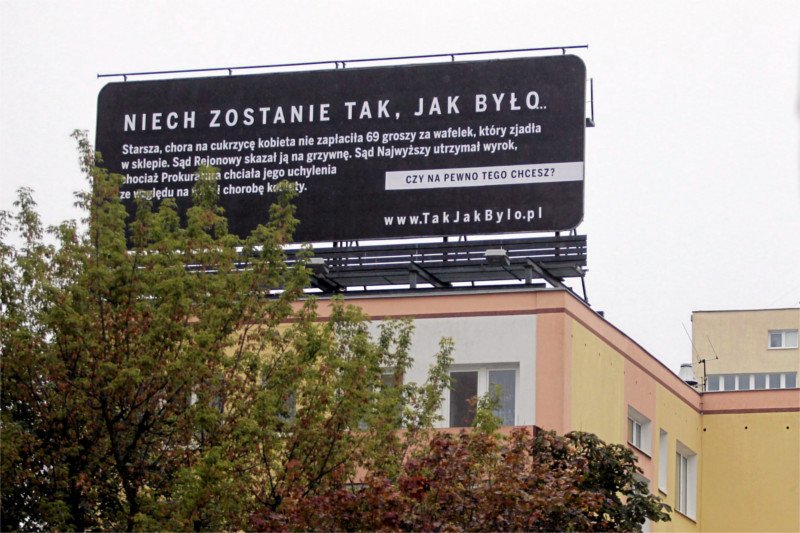 To jeden z billboardów kampanii "Sprawiedliwe Sady" finansowanej przez PFN.