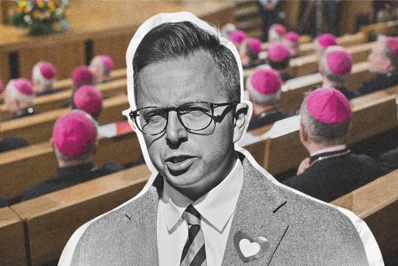 Dariusz Joński z KO opowiada biskupom. Dariusz Joński z KO opowiada biskupom.
