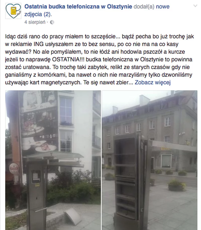 Andrzej Sadowski zauważył, że demontowana jest ostatnia budka w Olsztynie i postanowił ją uratować