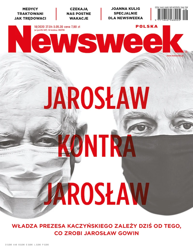 Okładka tygodnika "Newsweek", a na niej Jarosław Gowin i Jarosław Kaczyński.