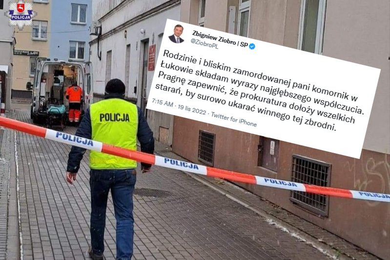 Atak nożownika w Łukowie. Nie żyje komornik. Ziobro reaguje