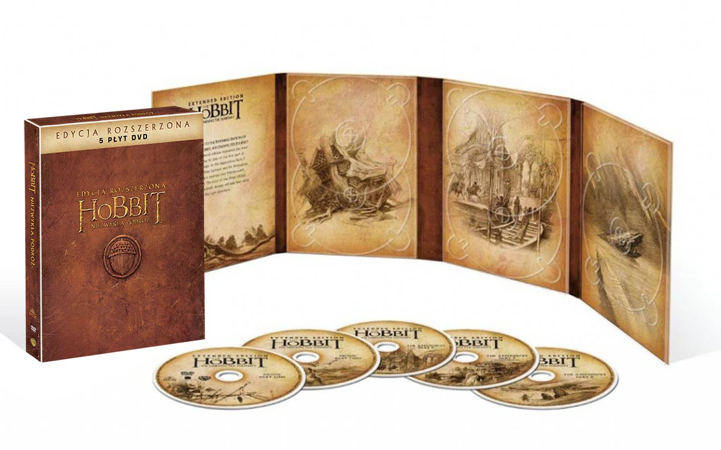 5-płytowe wydanie DVD "Hobbita: Niezwykłej podróży - edycji rozszerzonej".