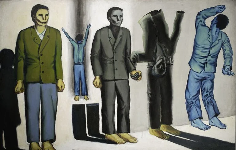 Andrzej Wróblewski, "Rozstrzelanie surrealistyczne" (Rozstrzelanie VIII, Egzekucja), olej na płótnie, 1949
