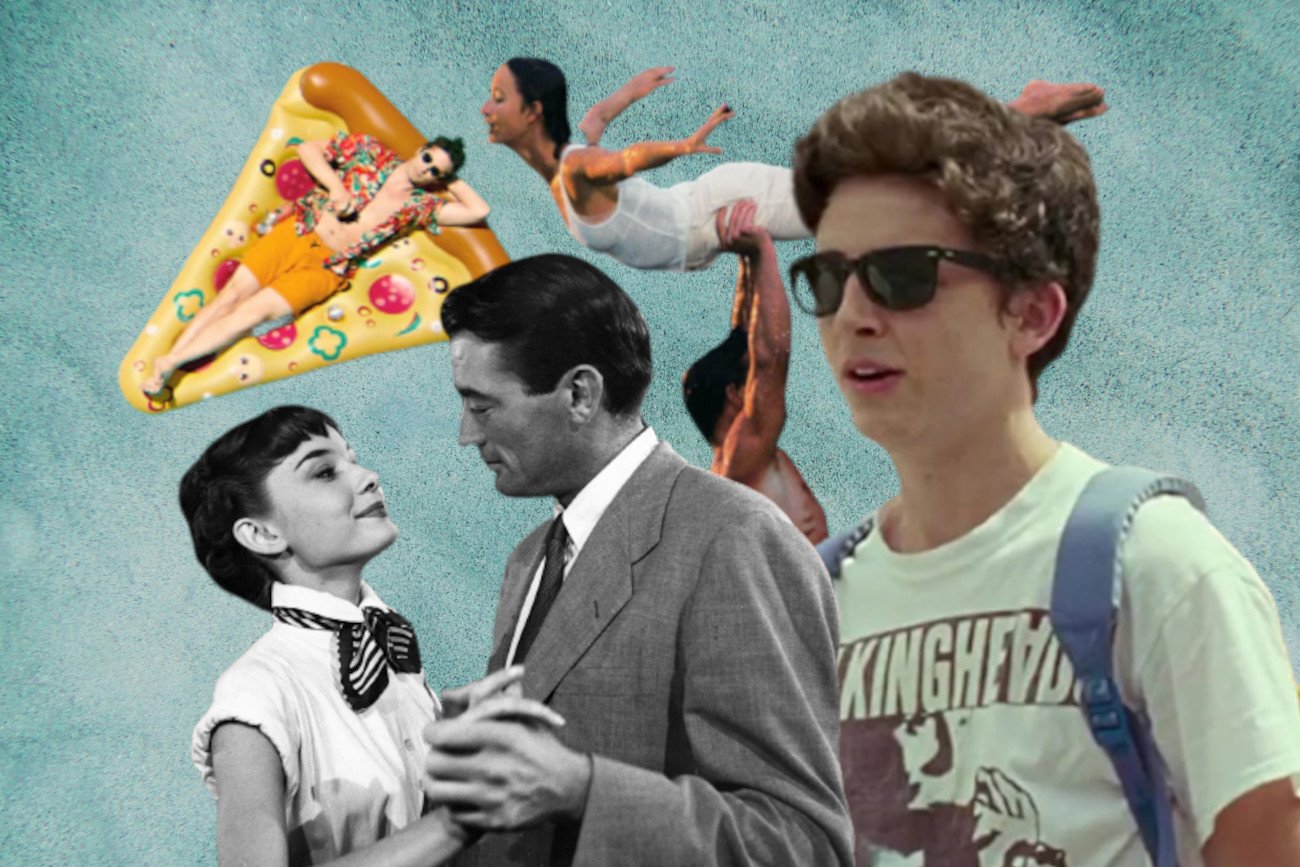 Kadry z filmów: "Rzymskie wakacje", "Palm Spring", "Dirty Dancing", "Tamte dni, tamte noce"