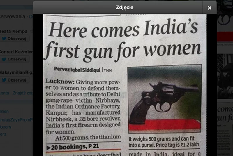 Pistolety dla kobiet sposobem na gwałty w Indiach?