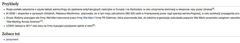 Ostatnia wersja hasła "astroturfing" w Wikipedii