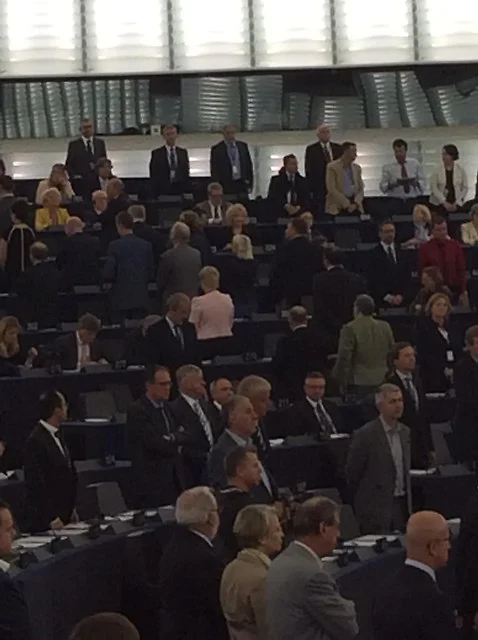 ... Oda do radości nie podniosła z miejsc wszystkich posłów, część pozostała w swoich fotelach, a posłowie eurosceptyczni pozostali odwróceni plecami do Prezydium.