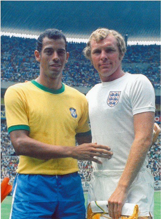 Carlos Alberto i Bobby Moore podczas MŚ 1970