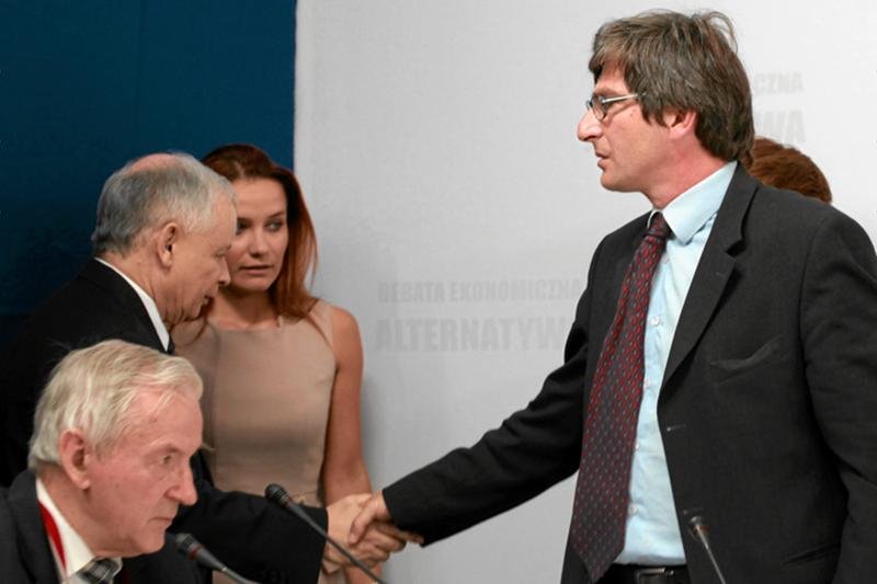 Jarosław Kaczyński i Krzysztof Skowroński podczas debaty ekonomicznej organizowanej przez Prawo i Sprawiedliwość