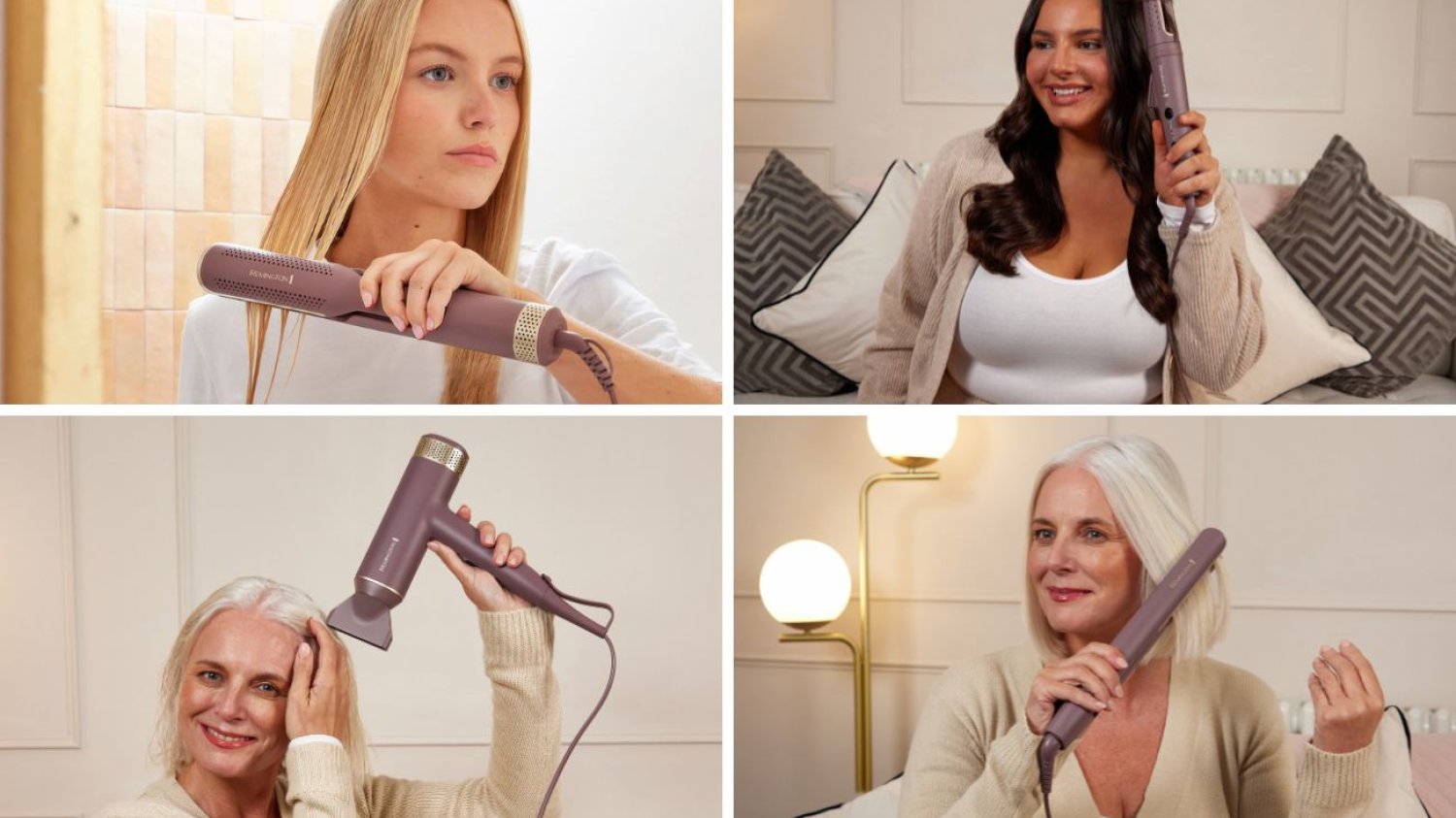 Kolekcja do stylizacji włosów REMINGTON® AIRvive™ to seria innowacyjnych stylizatorów. Oto 4 urządzenia, dzięki którym zadbasz o nawilżenie włosów, wyeliminujesz ich puszenie i zapewnisz im długotrwały efekt gładkości i blasku.