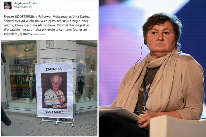 Magdalena Środa apeluje: proszę udostępnijcie. Moja przyjaciółka od wielu dni szuka zaginionej mamy.