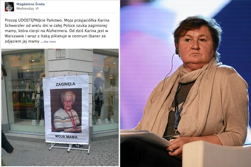 Magdalena Środa apeluje: proszę udostępnijcie. Moja przyjaciółka od wielu dni szuka zaginionej mamy.