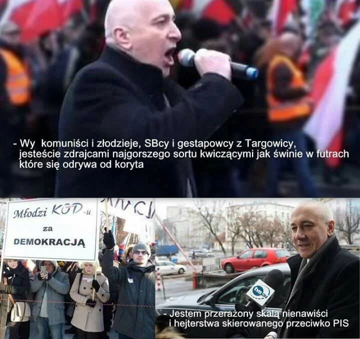 Poseł Joachim Brudziński (PiS) wydaje się nie widzieć żadnego związku między hejtem którym PiS obrzuca społeczeństwo, a reakcjami zdenerwowanych tym ludzi.
