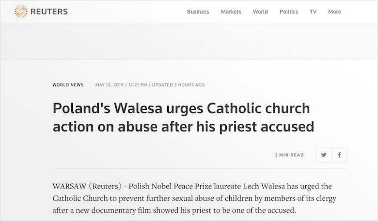 Agencja Reutera pisze o filmie braci Sekielskich "Tylko nie mów nikomu".