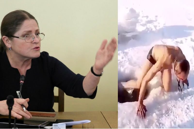 Posłance PiS nie spodobał się mężczyzna z przerębla.