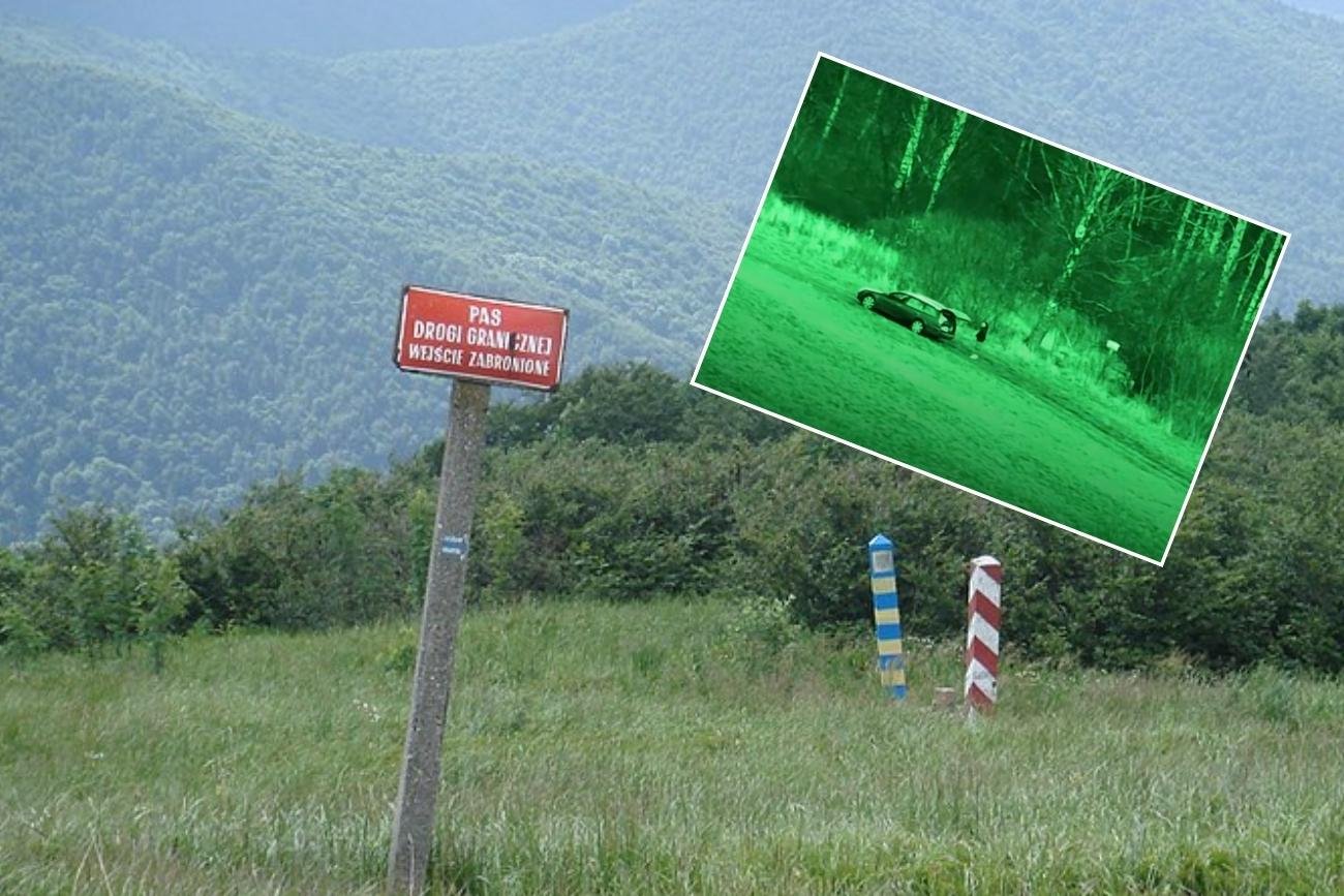 Parę Norwegów, którzy nielegalnie przekraczali granicę polsko-ukraińską, uchwycono na nagraniu dronem
