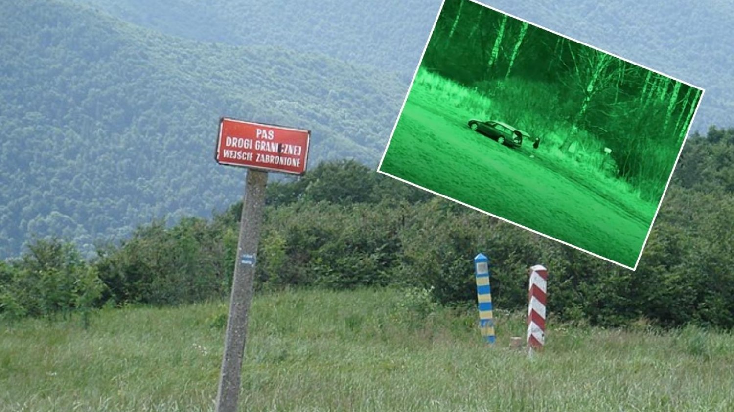 Parę Norwegów, którzy nielegalnie przekraczali granicę polsko-ukraińską, uchwycono na nagraniu dronem