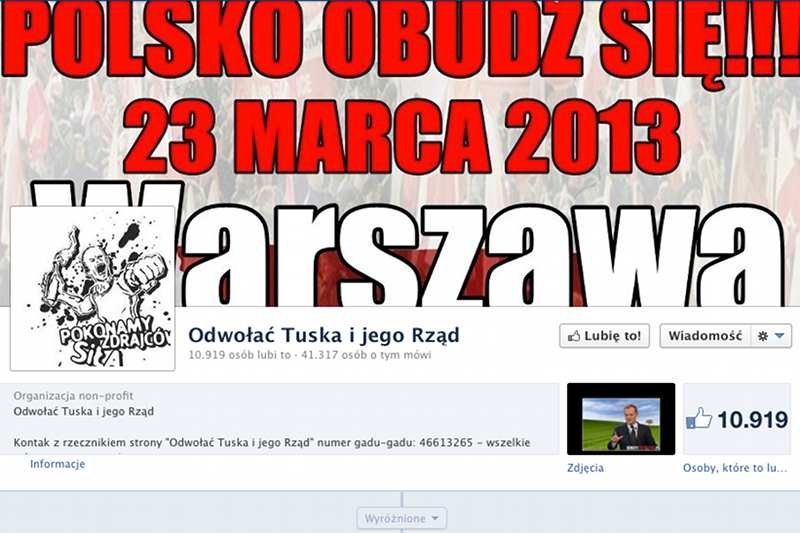 10 tys. osób zadeklarowało na Facebooku, że wyjdzie na ulice, by "obalić Tuska"