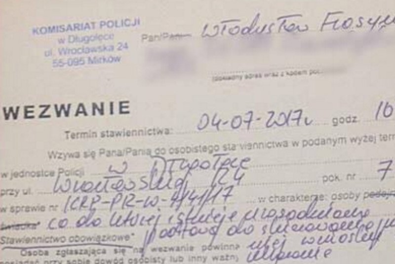 Żona Władysława Frasyniuka zamieściła na Facebooku wezwanie na policję dla męża.
