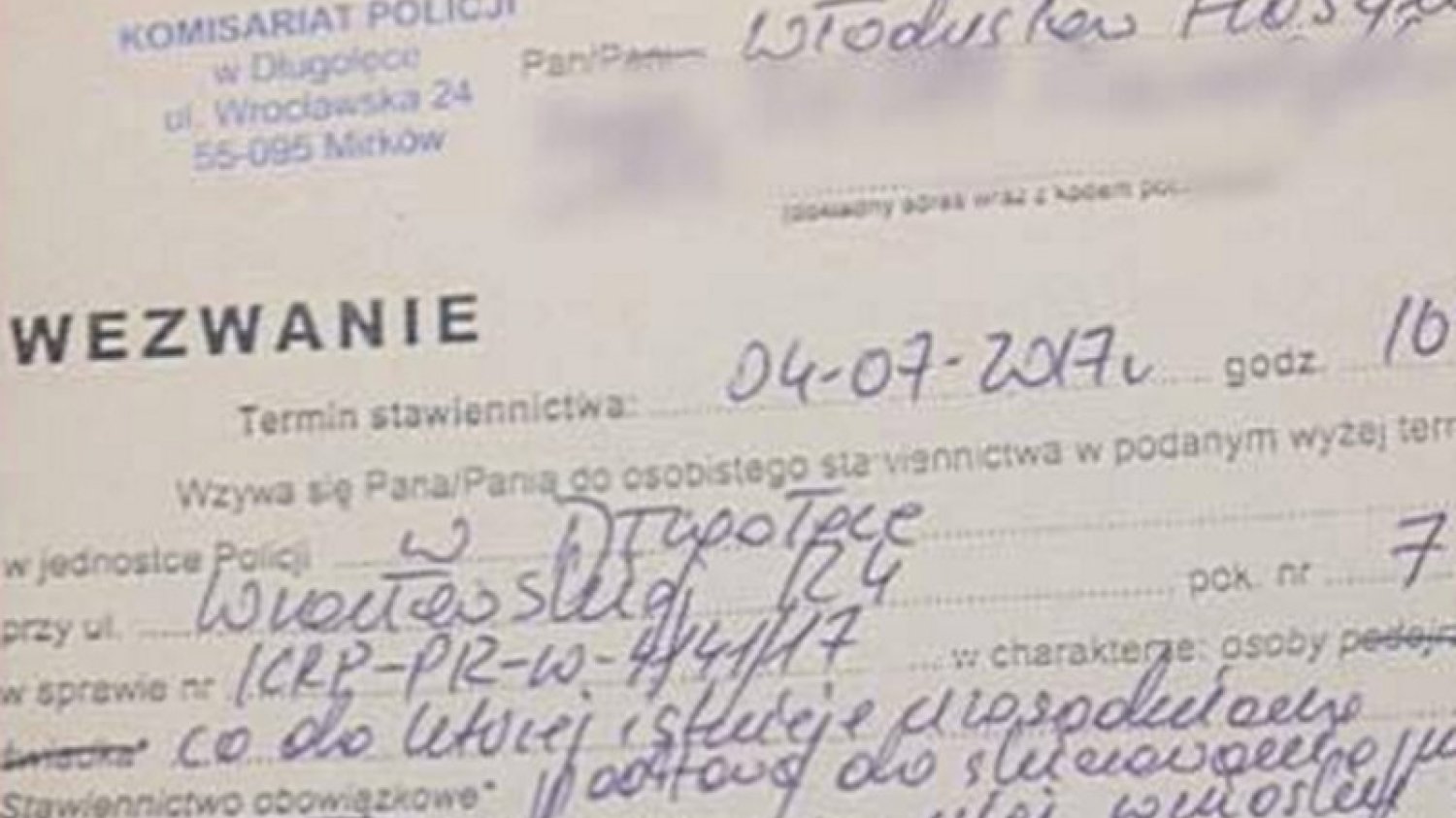 Żona Władysława Frasyniuka zamieściła na Facebooku wezwanie na policję dla męża.