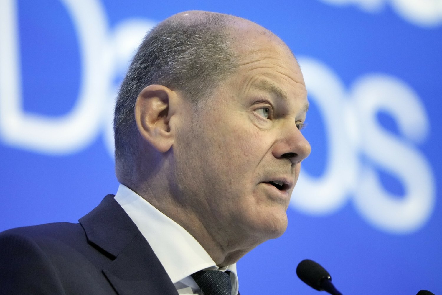 Kanclerz Niemiec Olaf Scholz w Davos.