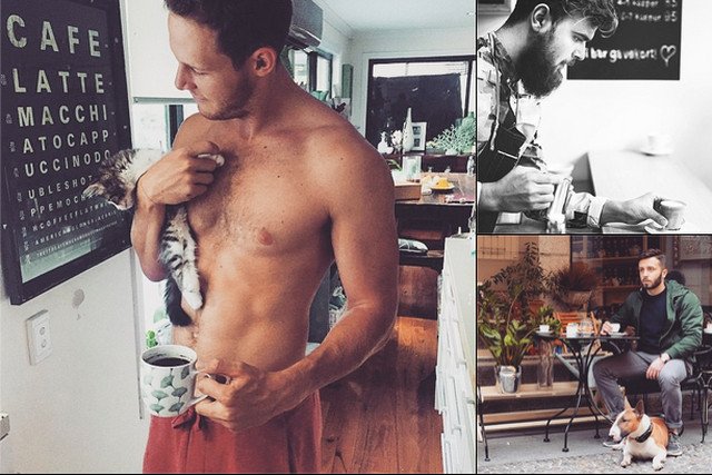 Hot dudes doing things. Najpierw przystojniacy czytali książki, potem pili kawę, teraz bawią sie z psami. Po co?