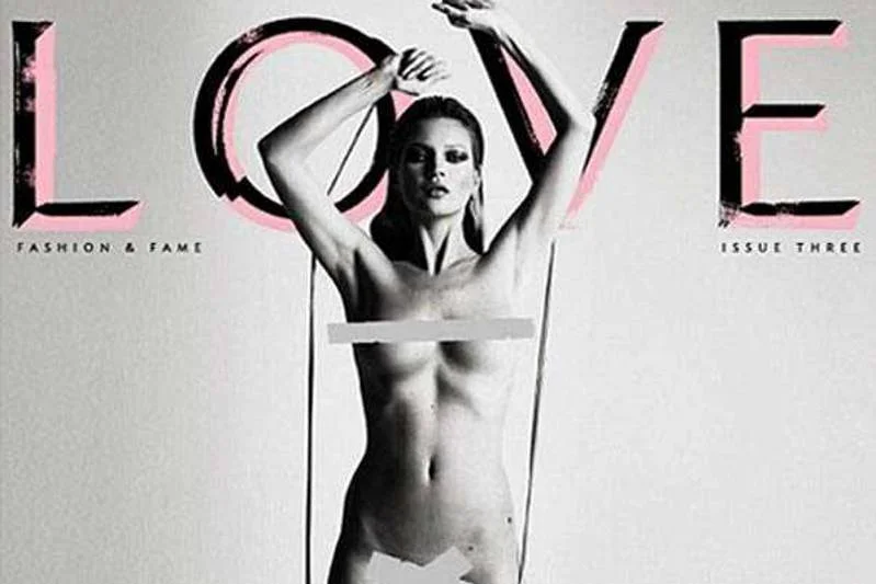 Naga Kate Moss na okładce magazynu "Love"