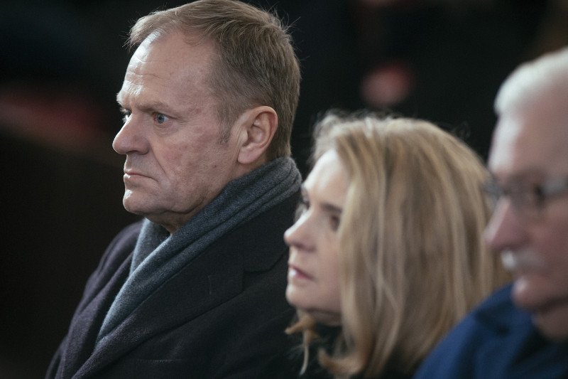 Donald Tusk na pogrzebie Pawła Adamowicza.