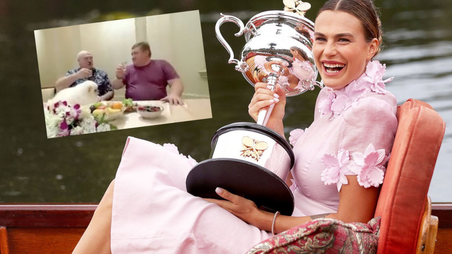 Aryna Sabalenka świętująca sukces w Australian Open. Jak widać, jej sukces ucieszył ludzi na najwyższym szczeblu.