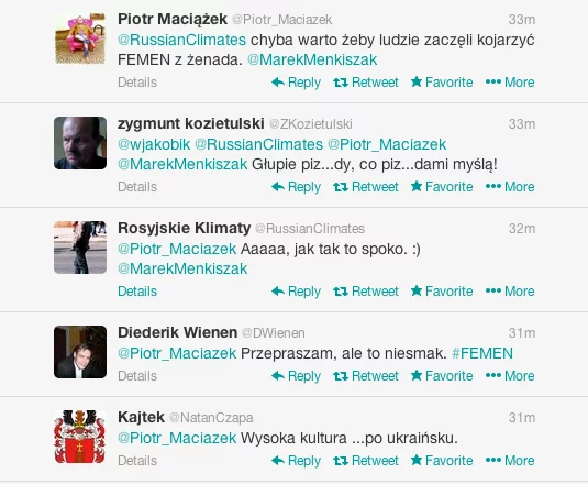 Komentarze pod zdjęciem aktywistek Femenu sikających na zdjęcie Janukowycza